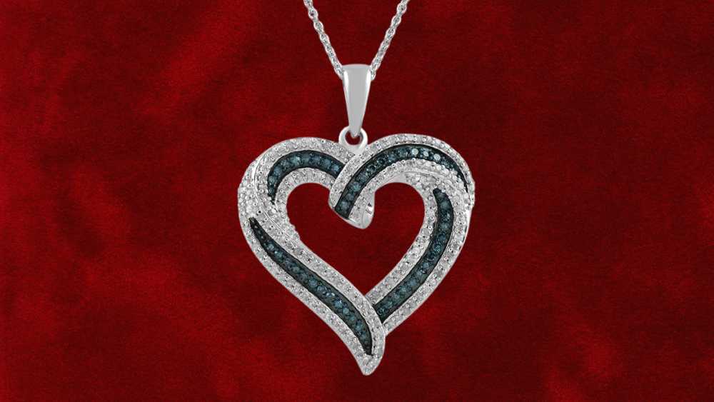 Elegant Silver Blue and White Diamond Pendant