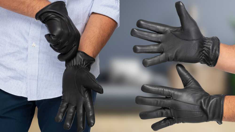 Premium cashmere lined leather gloves gift for men