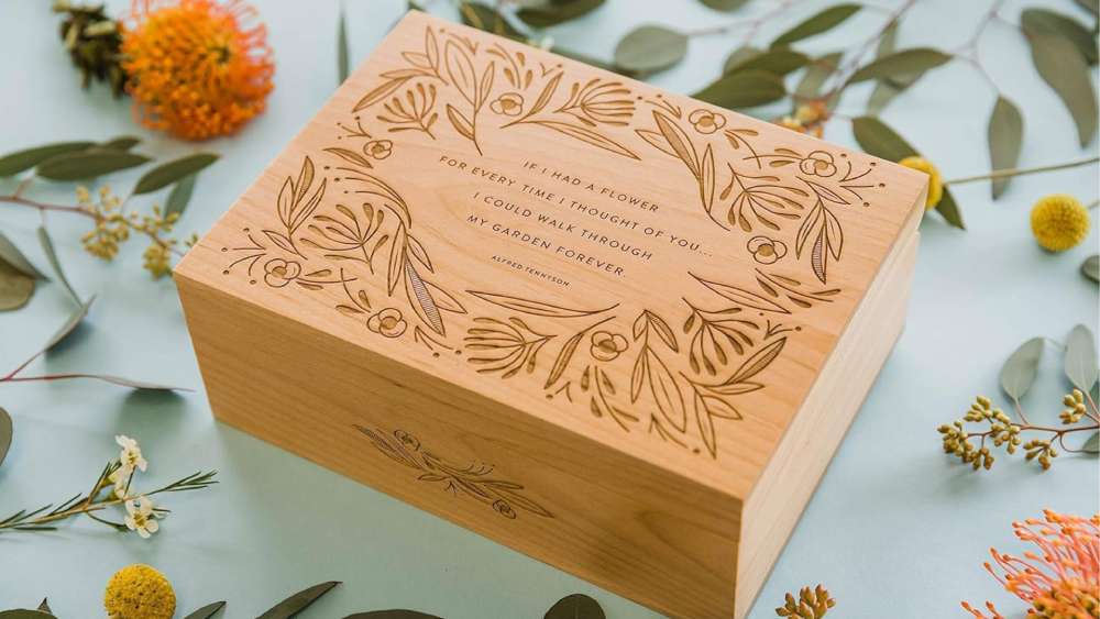 Keepsake Box with Quote and Floral Carvings