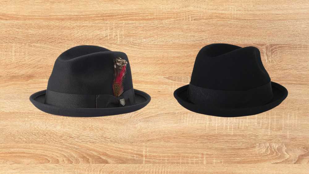 Totally wool short brim fedora hat with feather