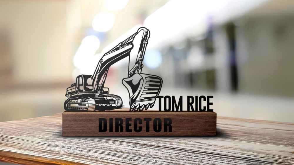 Custom Excavator Desk Name birthday gift for men.