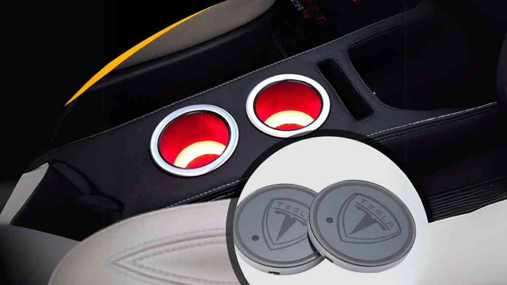LED Cup Holder Coaster For Tesla USB Powered