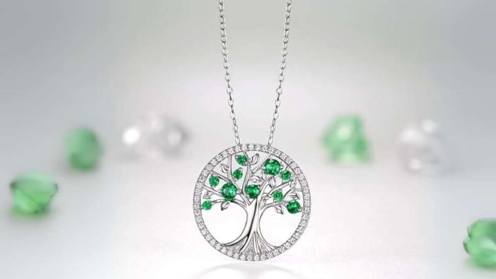 Sterling silver Tree of life necklace with birthstones