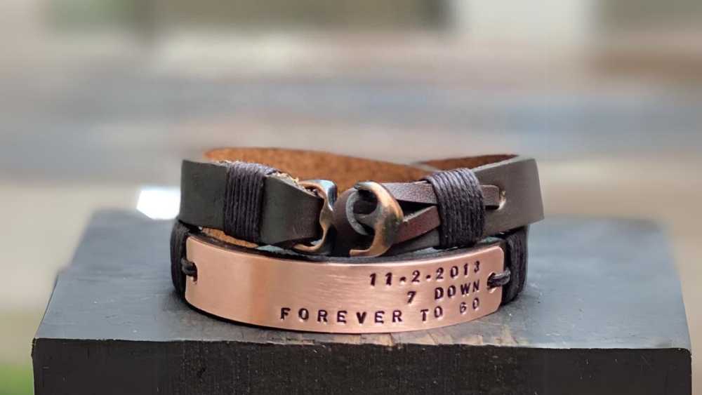 Personalized leather wrap bracelet with interesting hook