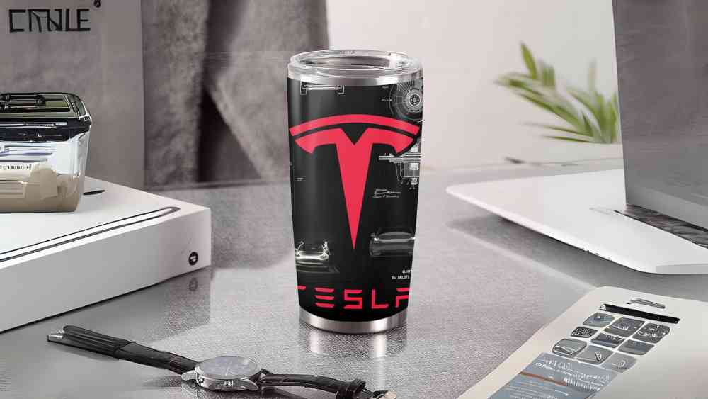 Insulated Stainless Steel Tumbler Vacuum Mug Branded Tesla