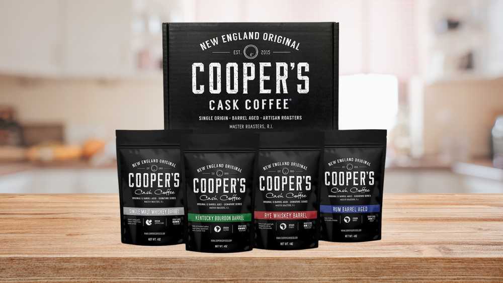 Set of four aged whole bean coffee birthday gift for men