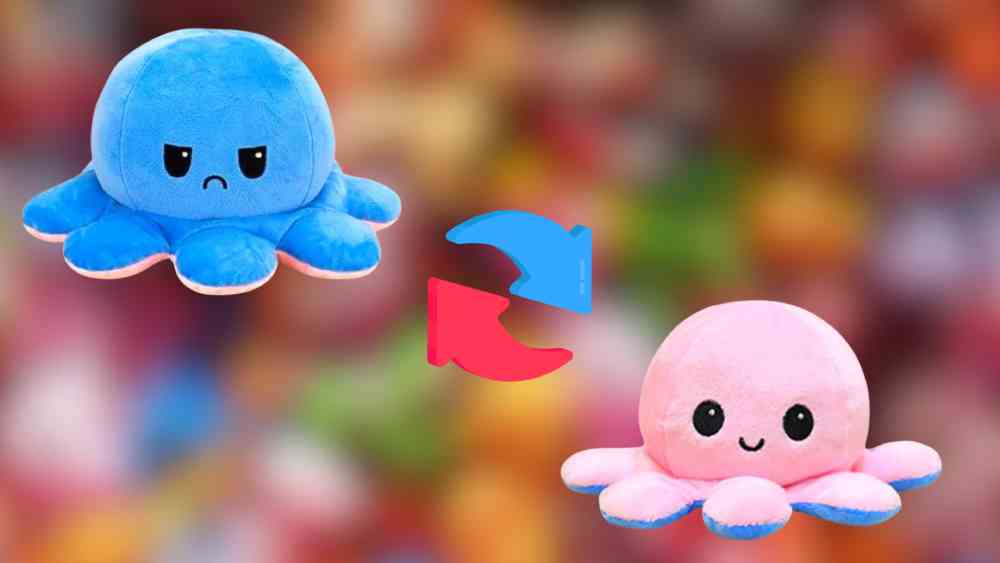 Blue and PInk reversible octopus plushie birthday gift