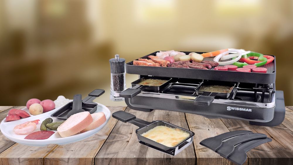 eight person raclette with cast aluminum grill plate