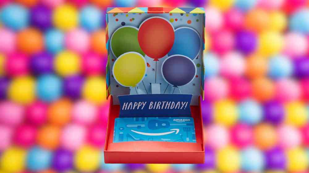 Amazon gift card in birthday pop up box
