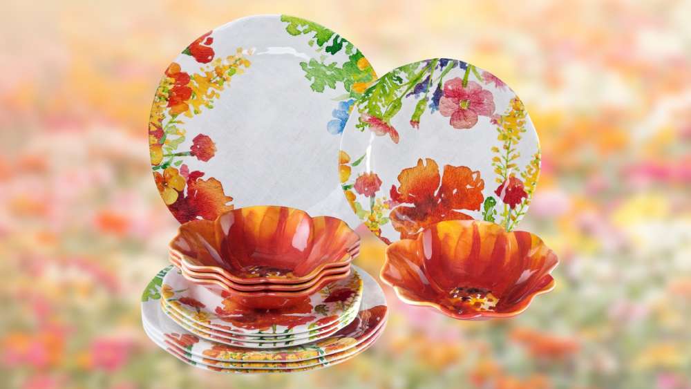 Floral Dinnerware Set made of Melamine Dishwasher safe