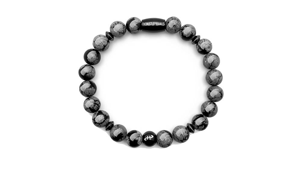 Crystal Snowflake Obsidian Beads Bracelet