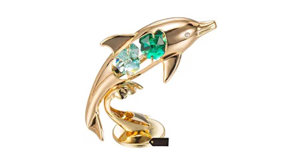 24K Gold Plated Dolphin Sculpture