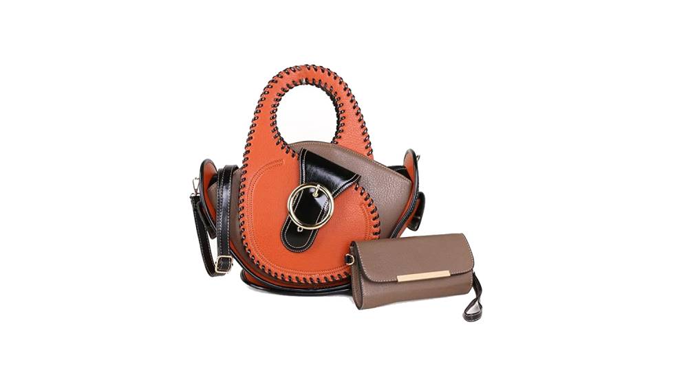 Faux Leather Handbag and Purse Set