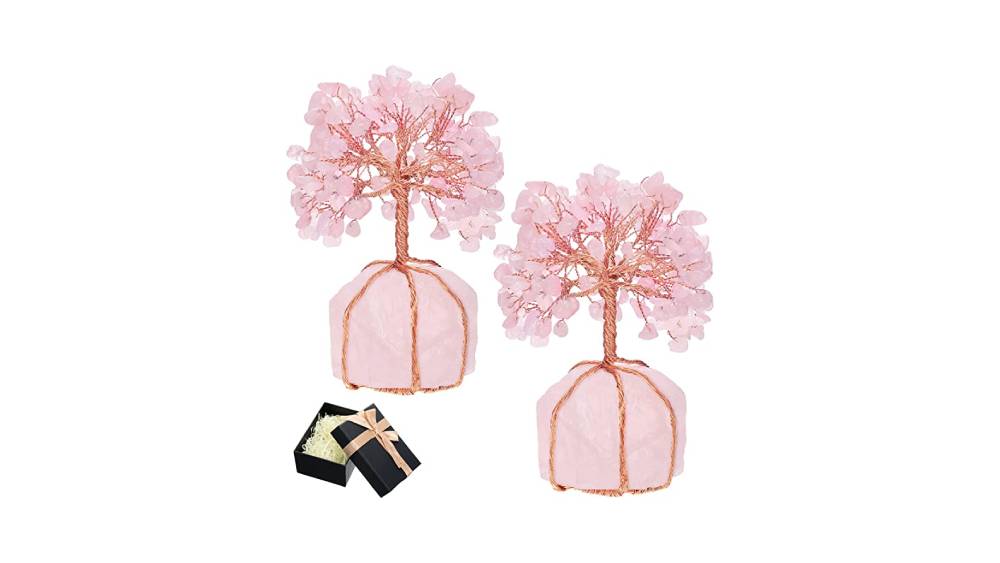 Rose Quartz and Copper Wire Trees