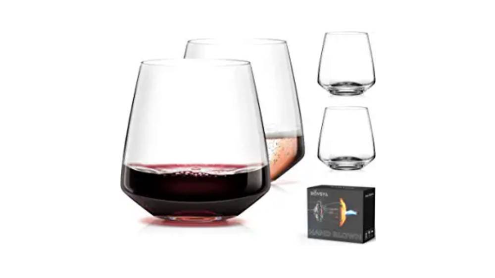 Hand Blown Stemless Wine Glasses