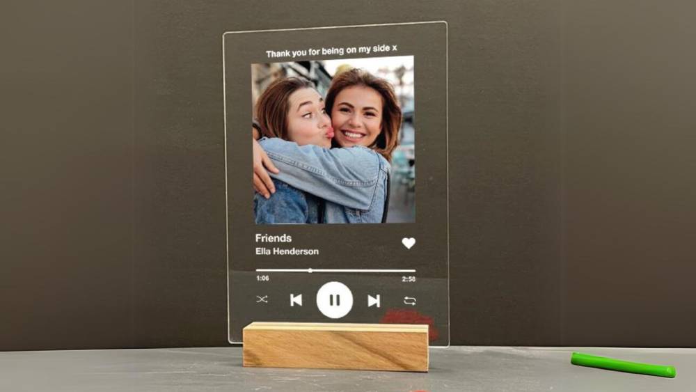 Personalized Song Plaque With Stand Displays Playlist Or Album