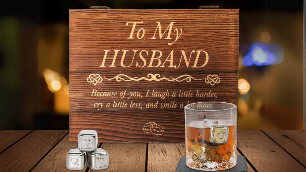 To My Husband Crystal Whiskey Glass Set Gift
