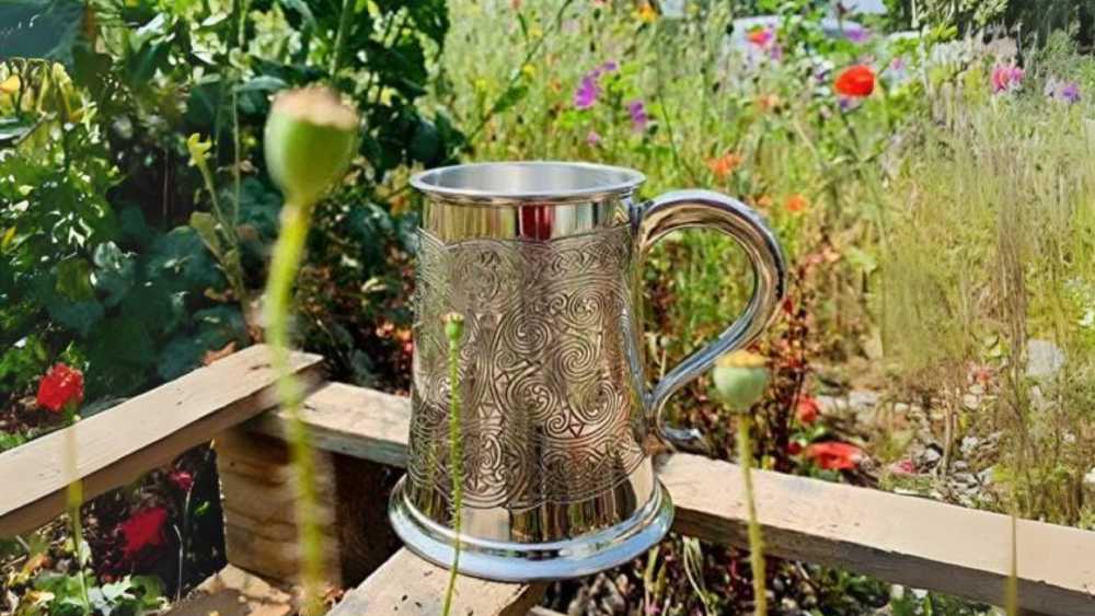 Pewter Tankard With Celtic Silver Design