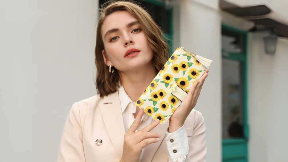 Sunflower Wallet Handmade Leather Clutch