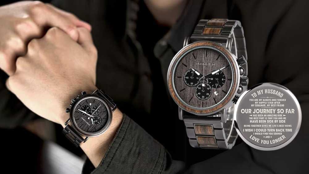 To Husband Engraved Wooden Watch