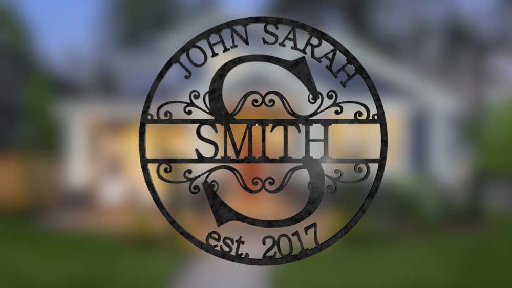 Personalized Monogram Door Hanger Family Last Name Wreath