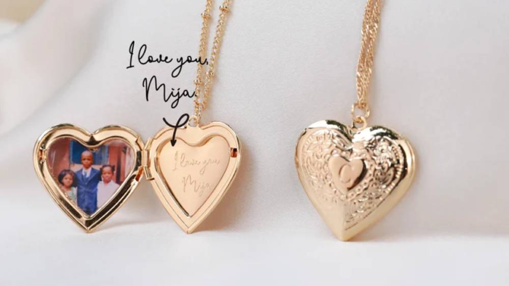 Heart Locket With Embroidery Message Custom And Personalized Necklace