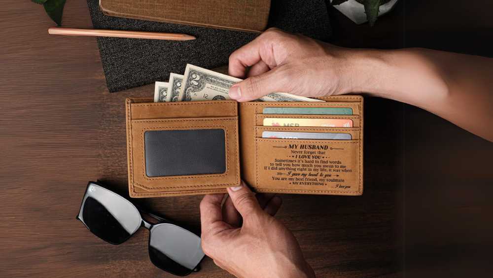 Engraved Love Message Bifold Wallet for Husband