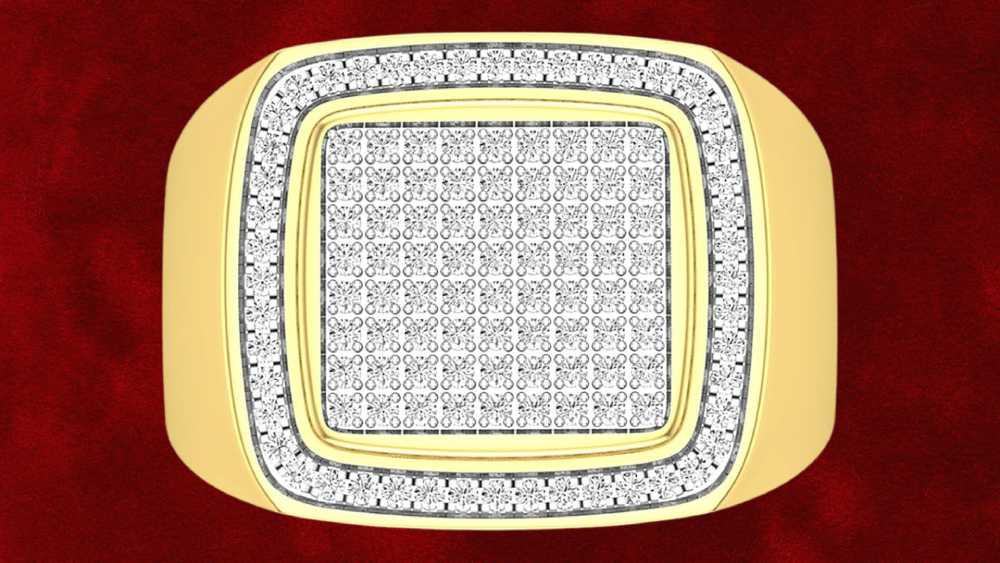 Square Frame White Diamond Classic Ring