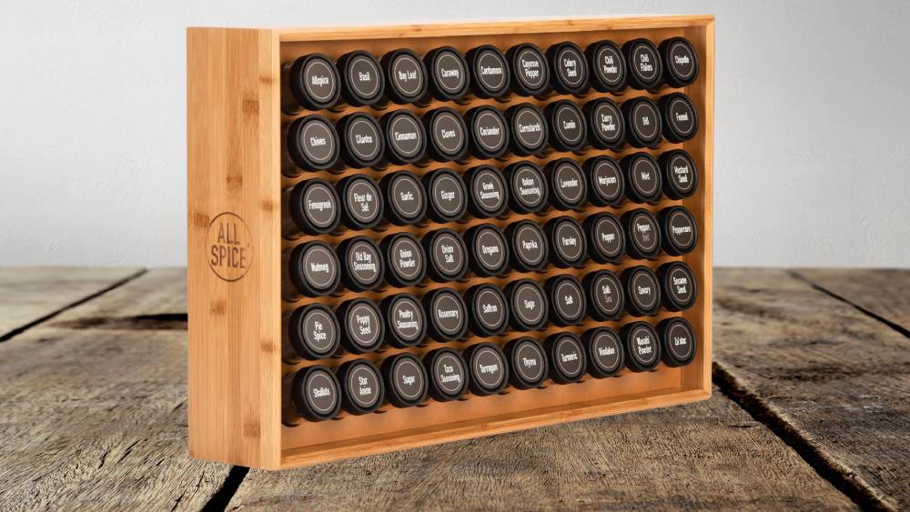 Spice Rack comes with 30 glass jars