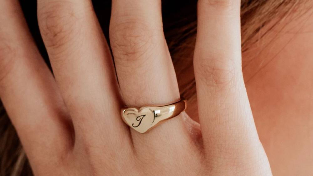 Personalized Heart Signet Ring Anniversary Gift