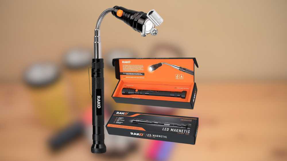 Telescoping Magnetic Pickup Tool With LED Flashlight