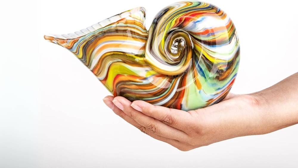 Hand Blown Glass Nautilus Conch