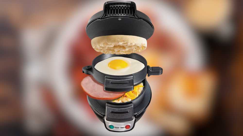 Breakfast Sandwich and Waffle Maker with Egg Cooker Ring