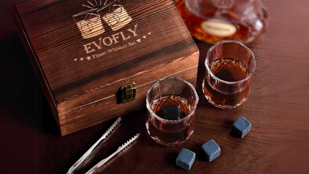 Whiskey Stones Rocks Chilling Gift Set With Glasses For Impossible Man