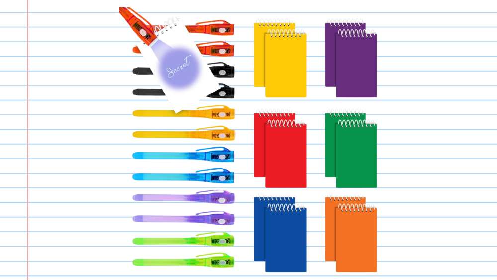 Invisible Ink Notepads comes with UV Lights