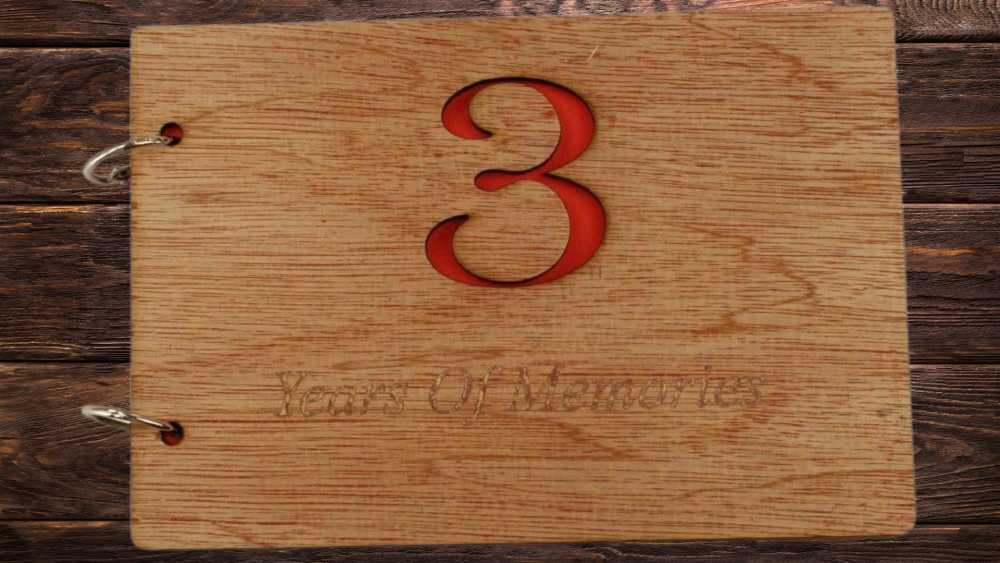3 Year Anniversary Wooden Scrapbook Gift