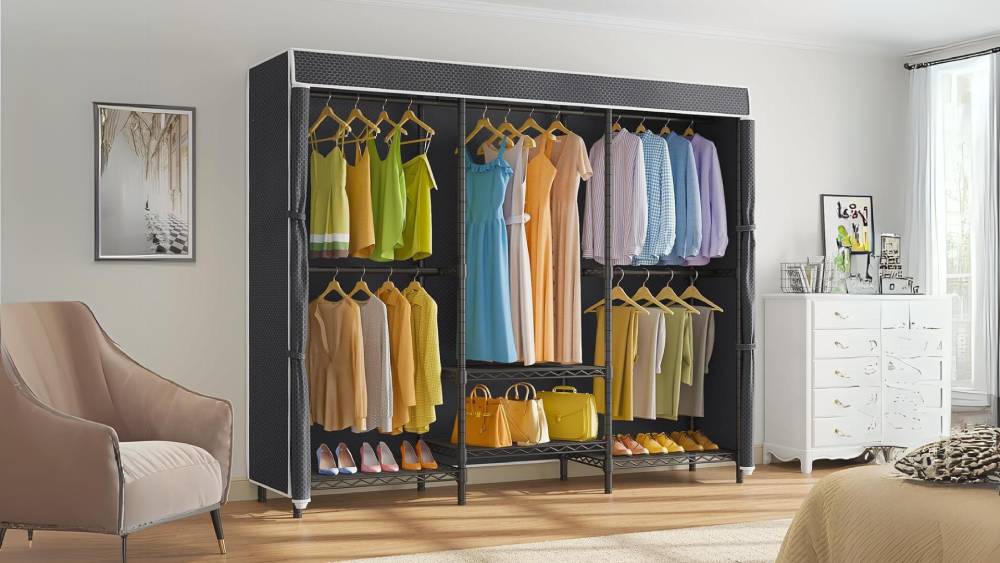Steel Wardrobe with sliding curtains