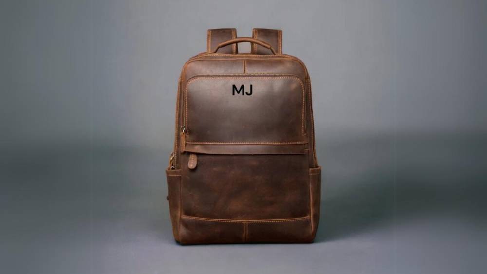 Vintage Leather Backpack Personalized Rucksack in Brown