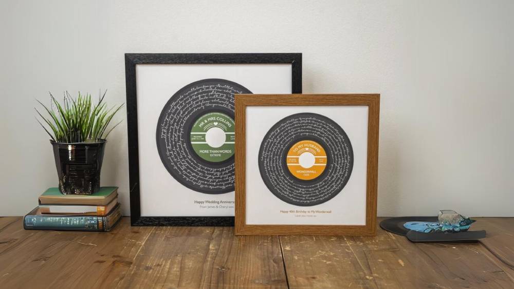 Custom Vinyl Record Label Framed Anniversary Gift
