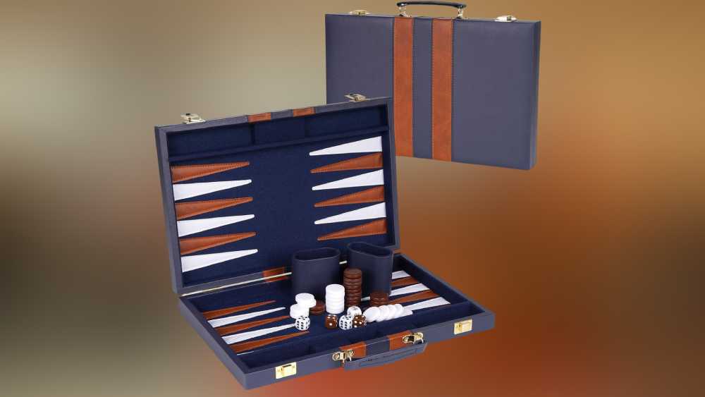 Madison Avenue Genuine Leather Backgammon Set