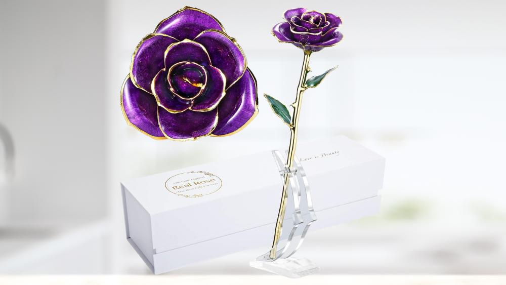 Anniversary Rose covered in 25k gold for Her