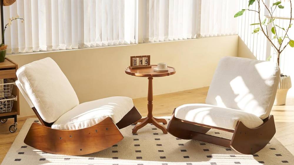 Rocking Chair with side pocket and footrest