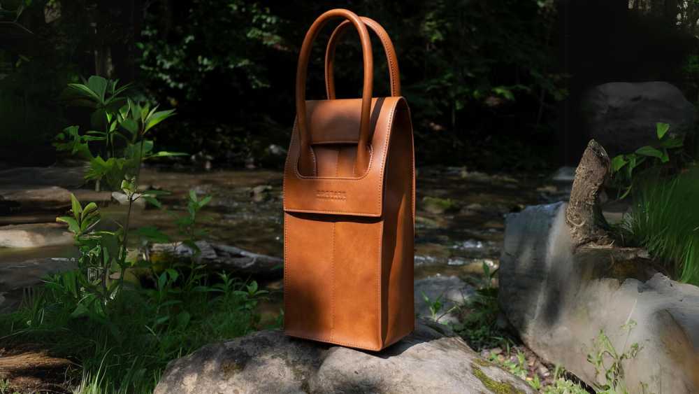 Leather Champagne Wine Tote Insulated Cooler Bag