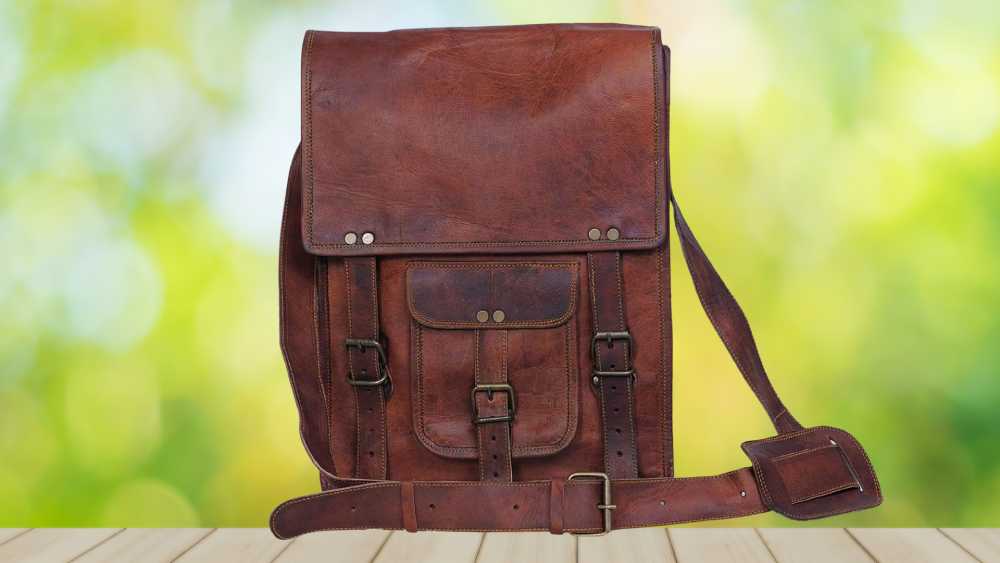 Full Grain Leather Messenger Bag Brown