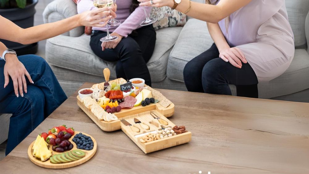 Charcuterie board for cheese and wine session