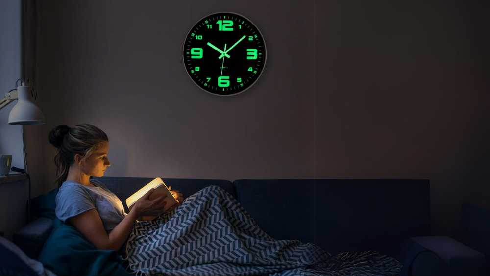 Night Light Wall Clock Glow In Dark With Week Days