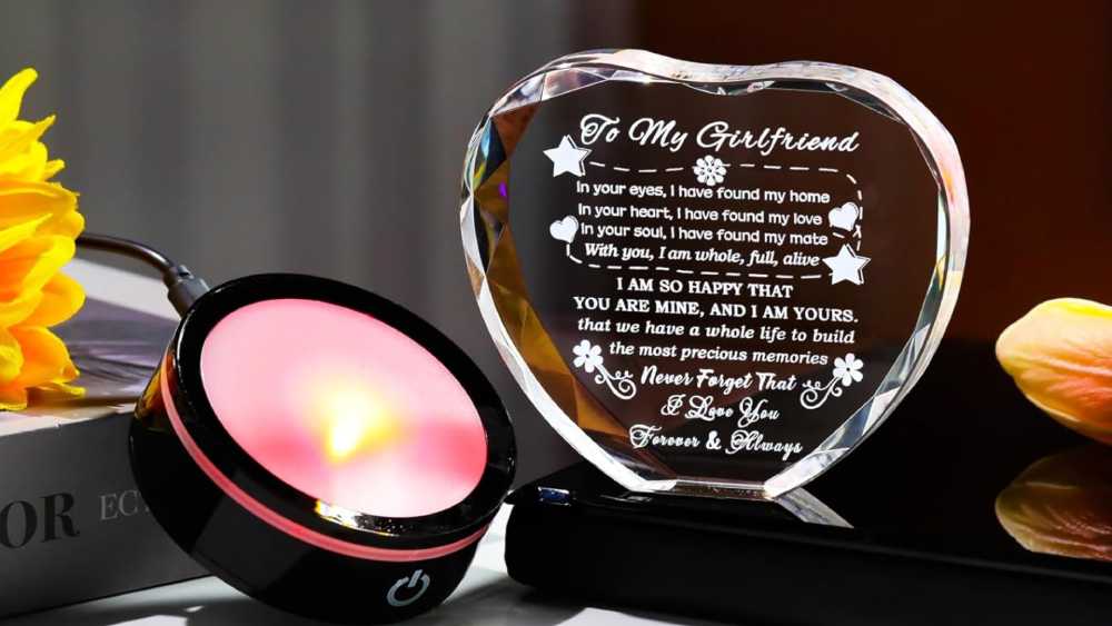 Romantic Crystal Keepsake With A love message Lights up