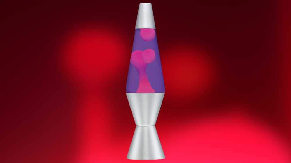 Lava Lamp With Silver Base And Yellow Wax in Purple Liquid
