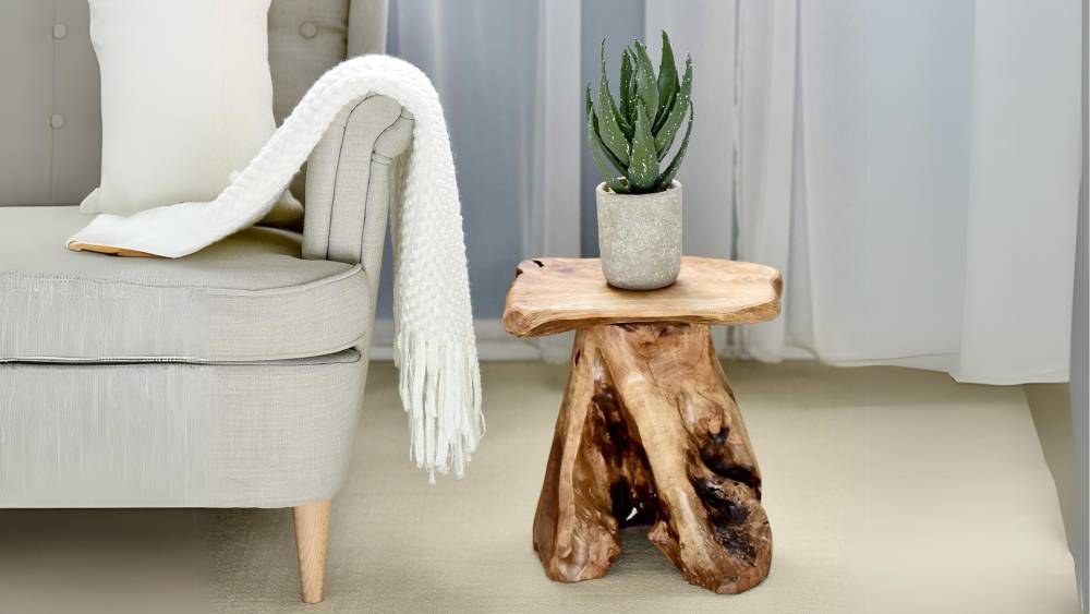 Stump Stool Covered in Natural Lacquer