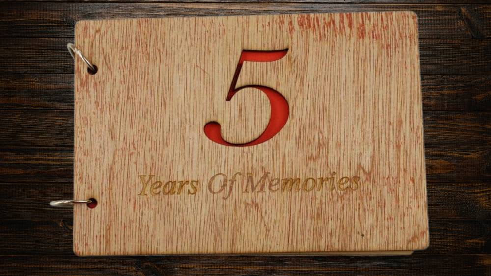Fifth Anniversary Scrapbook with 25 recycled pages